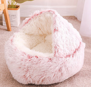 猫 ベッド 冬 茶色 ピンク