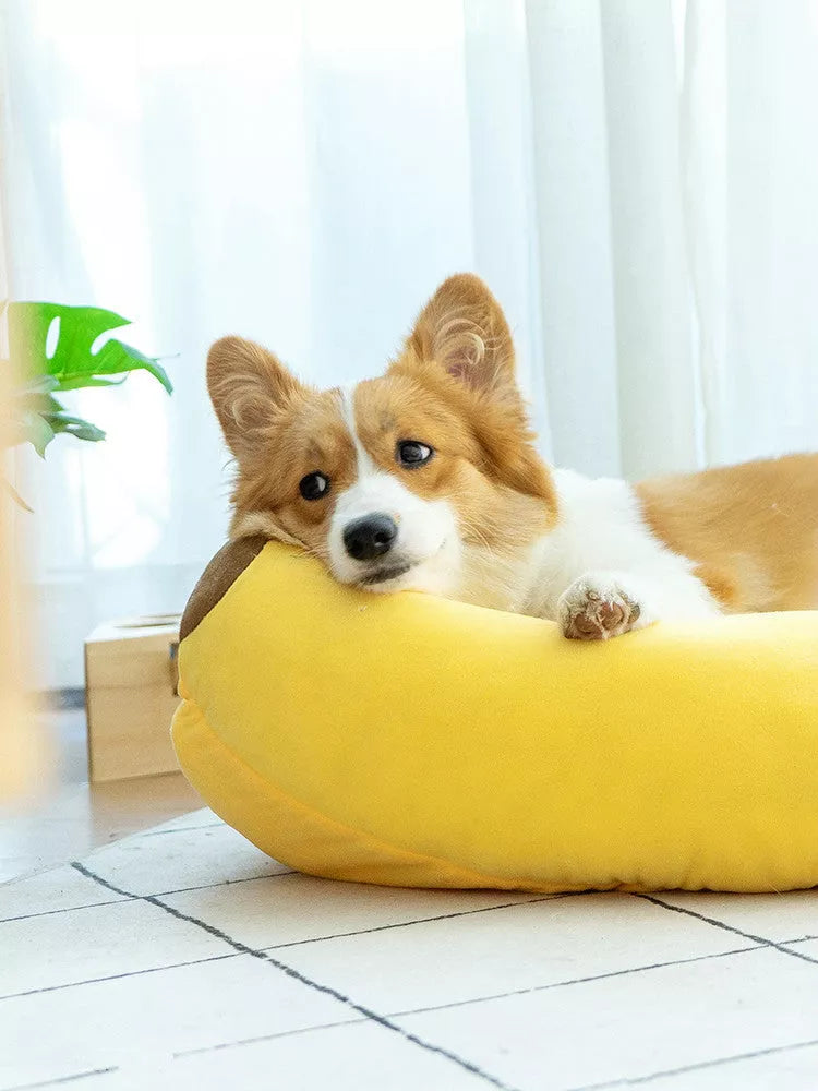 PETTI ラグジュアリー犬用バナナベッド – 関節をサポート