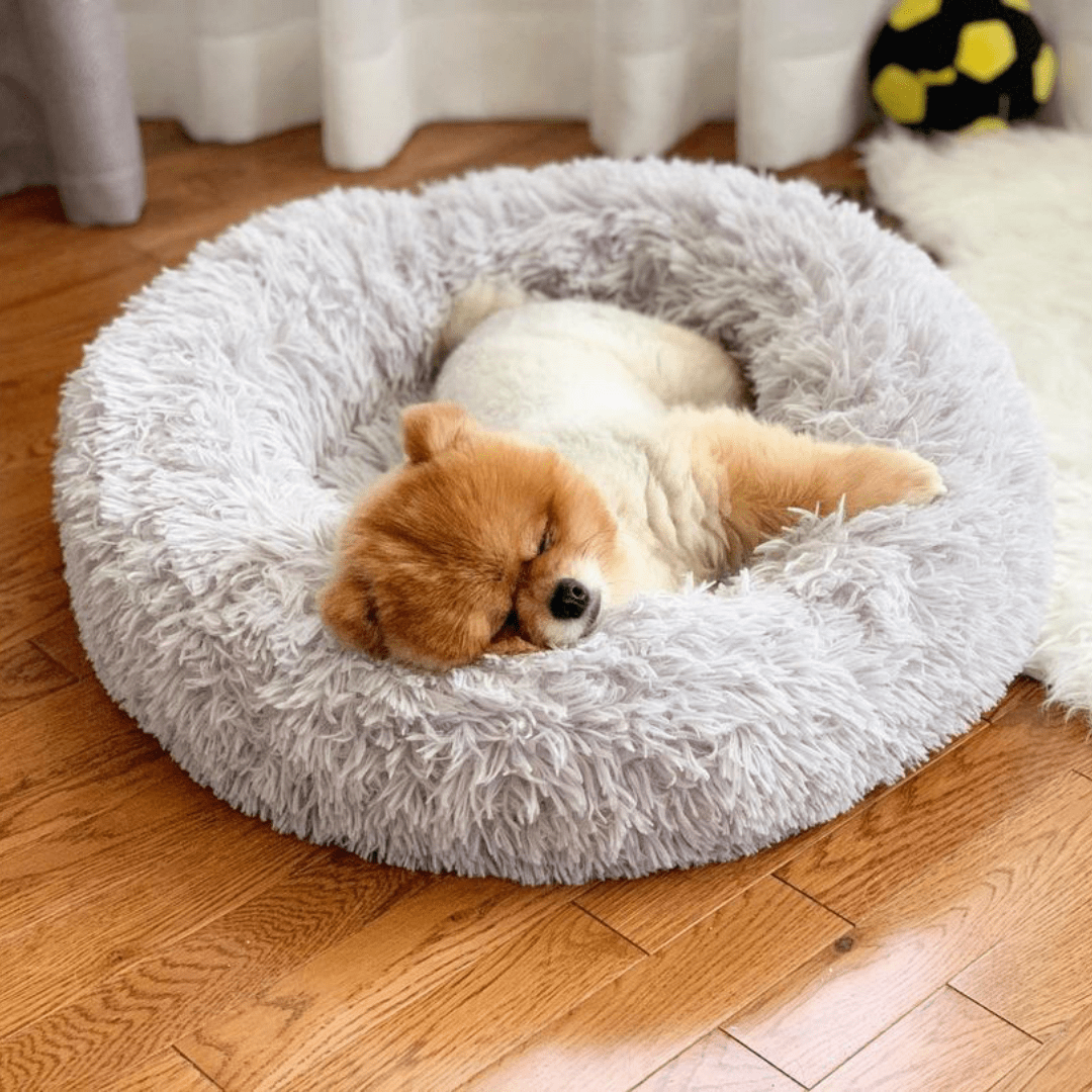 犬 ベッド ふわふわ ライトグレー 小